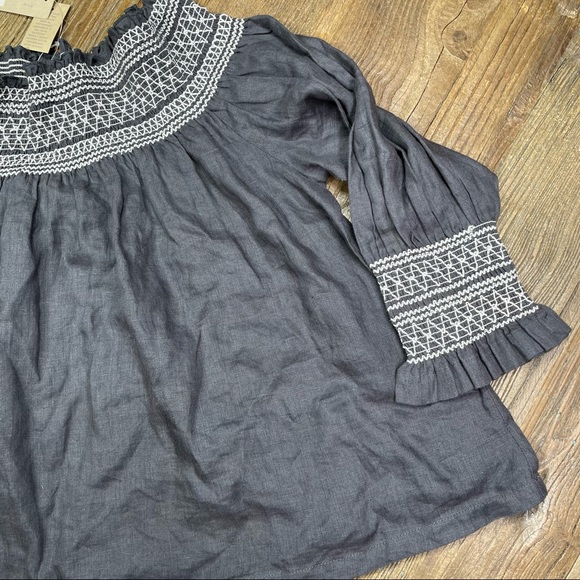 New~ Chan Luu Handcrafted Off The Shoulder Boho Linen Blouse Size M - Picture 6 of 10